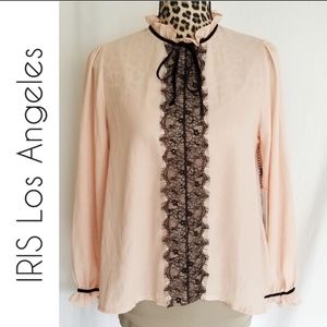 Iris - Blush Parisian Blouse with Lace Detail